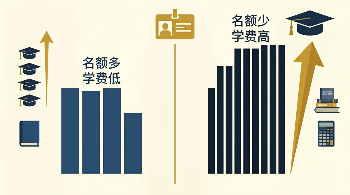 DSE 本地生与非本地生的名额与学费对比示意