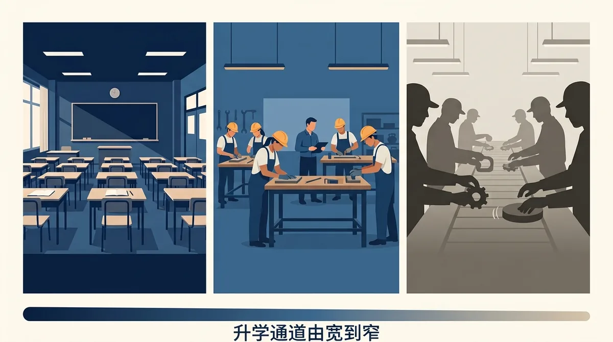 职业高中、中专、技校三类学校对比示意图
